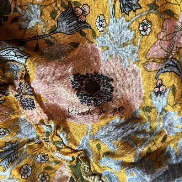 NWT Floral Ruffle Smocked Empire Waist Sundress in Mustard M - Picture 13 of 14